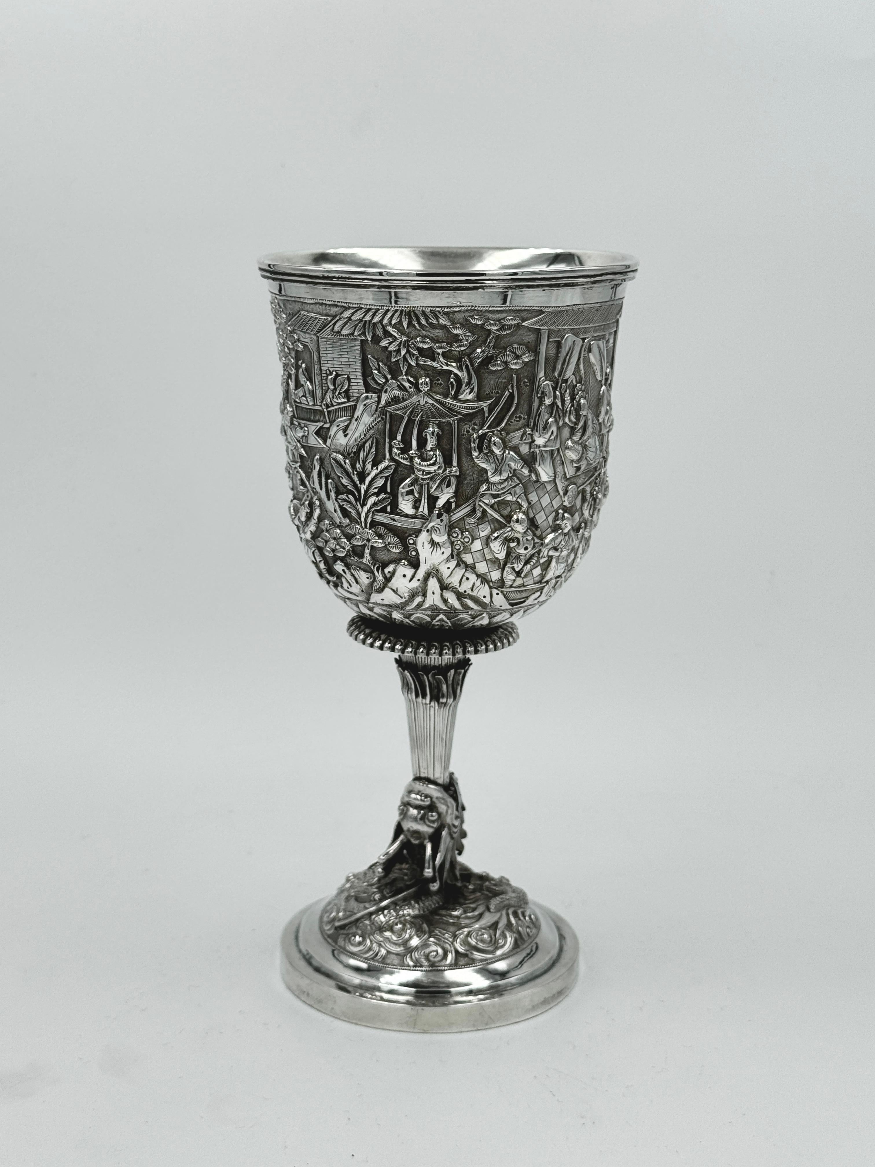 Chinese Export Silver Goblet In Good Condition For Sale In London, GB
