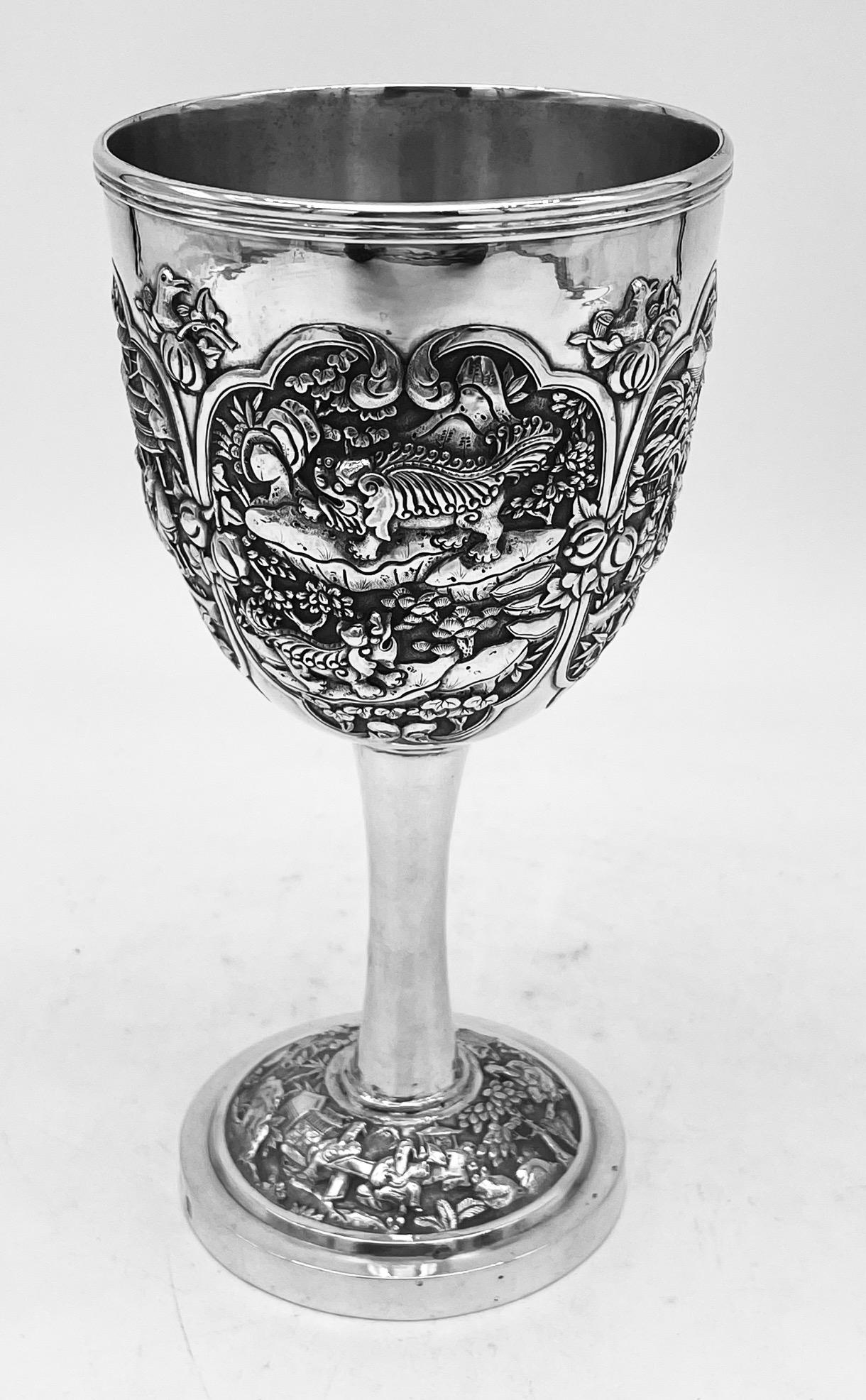 Mid-19th Century Chinese Export Silver Goblet For Sale