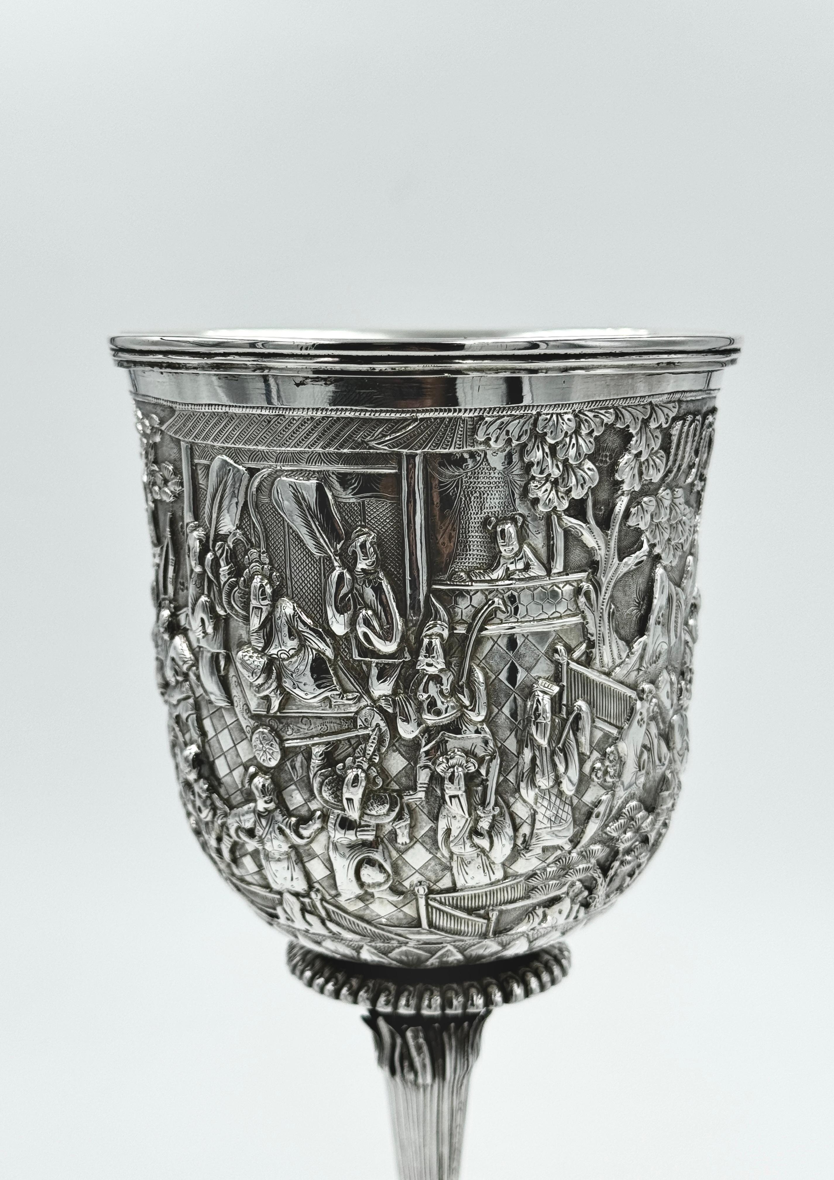 Late 19th Century Chinese Export Silver Goblet For Sale