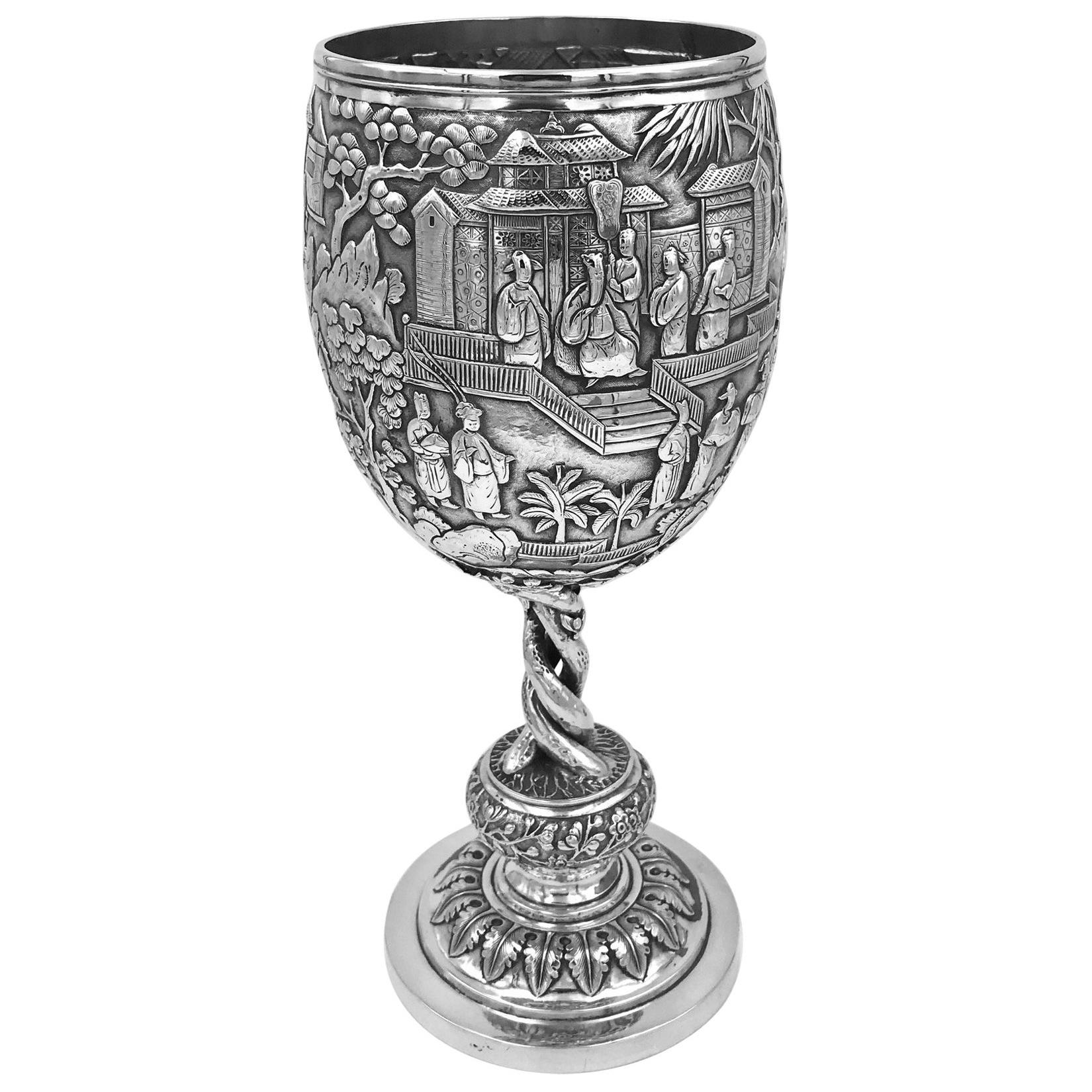 Chinese Export Silver Goblet