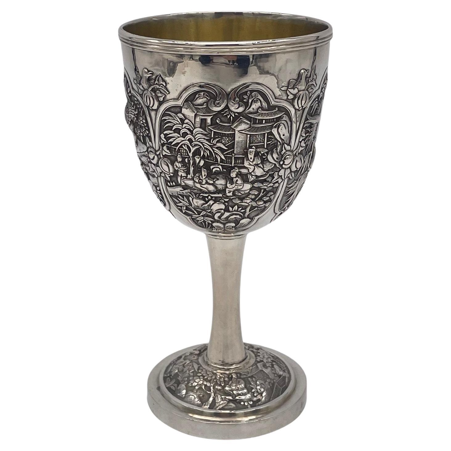Chinese Export Silver Goblet For Sale