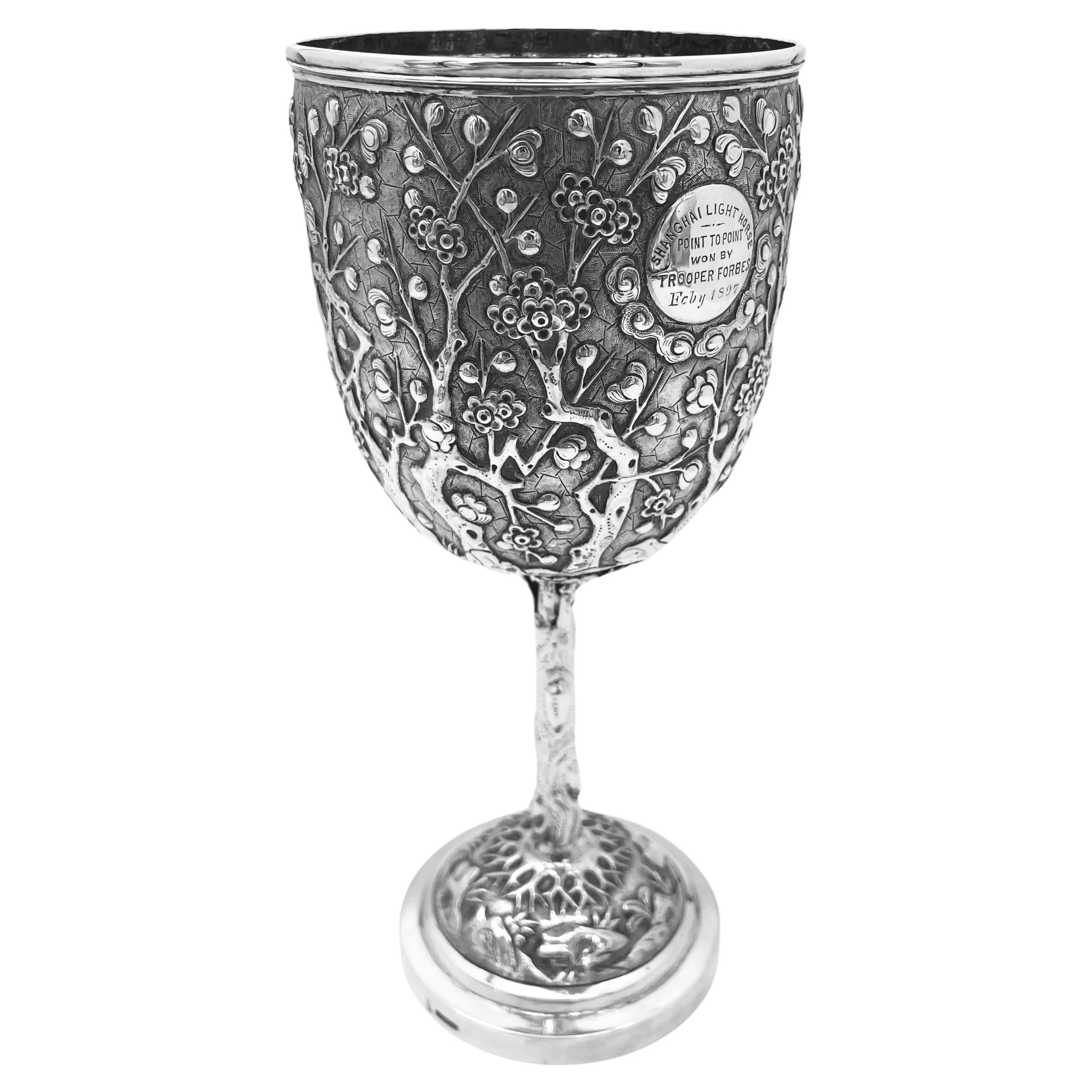 Chinese Export Silver Goblet For Sale