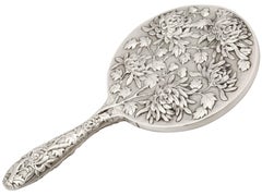 Chinese Export Silver Hand Mirror, Antique, circa 1900