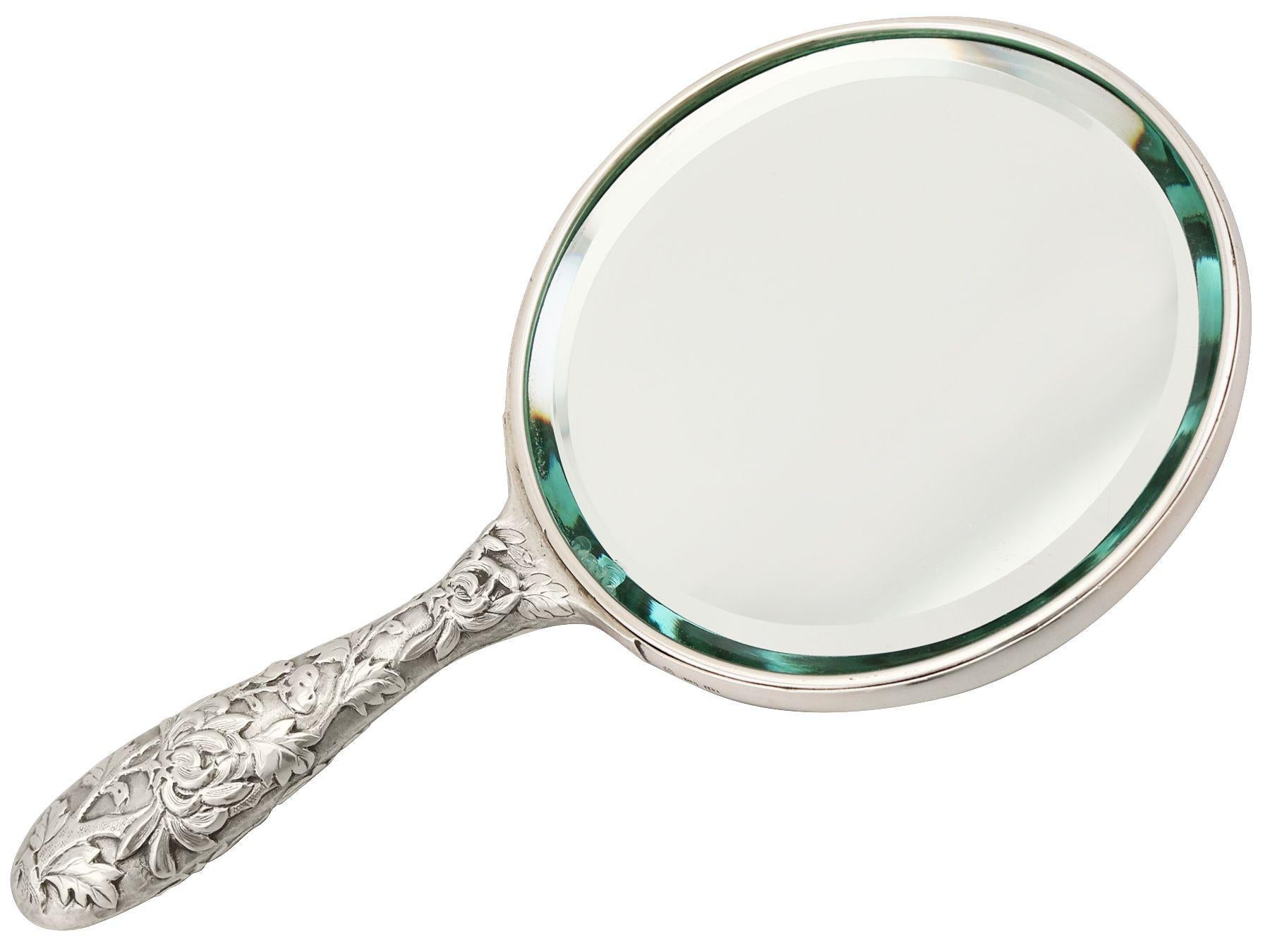 Early 20th Century Chinese Export Silver Hand Mirror, Antique, circa 1900