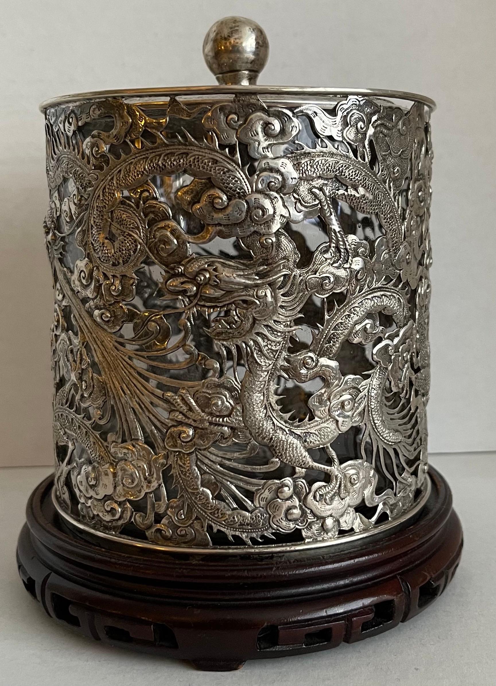 Mid-19th Century Chinese Export Silver Humidor on Stand