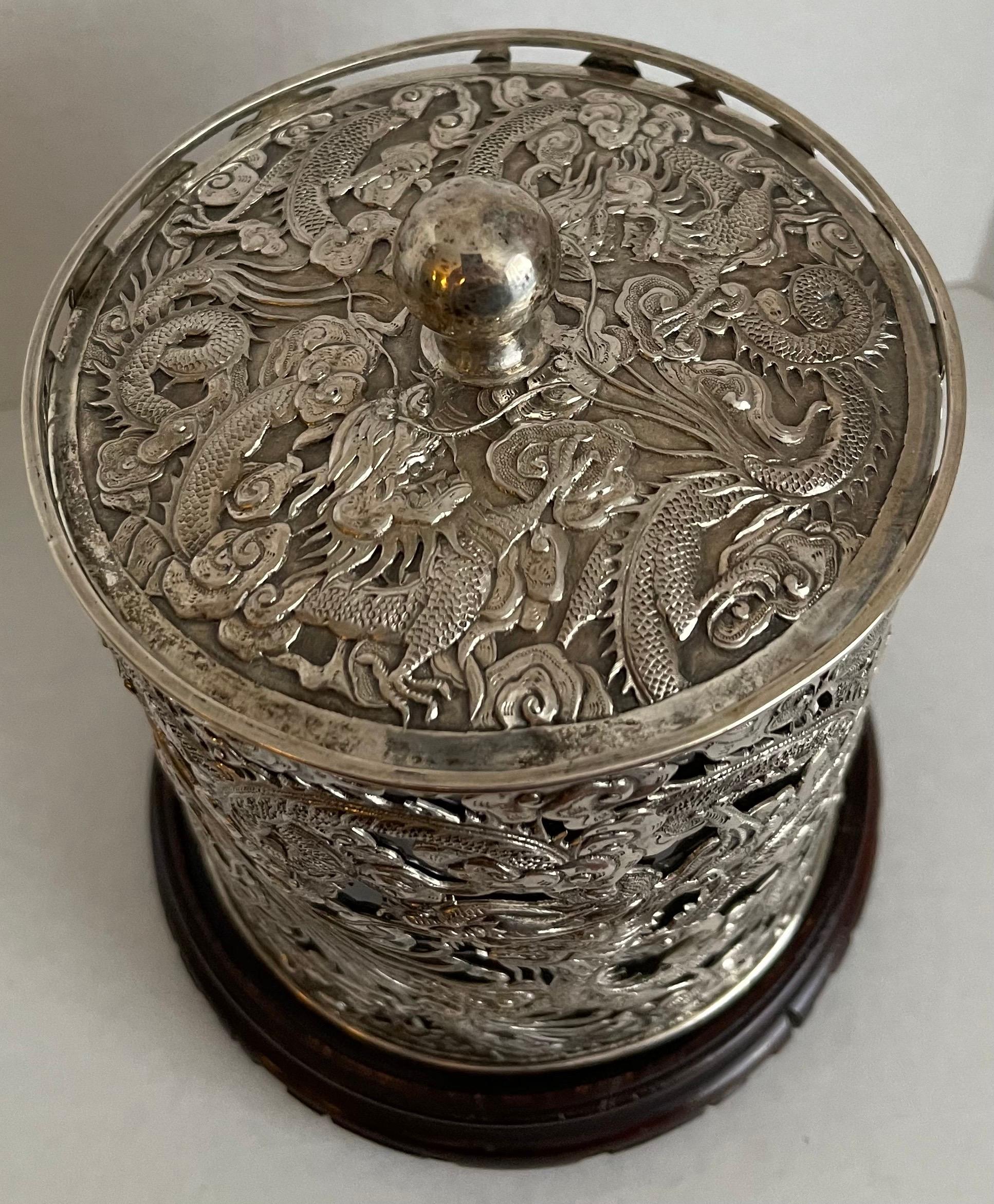 Chinese Export Silver Humidor on Stand 1