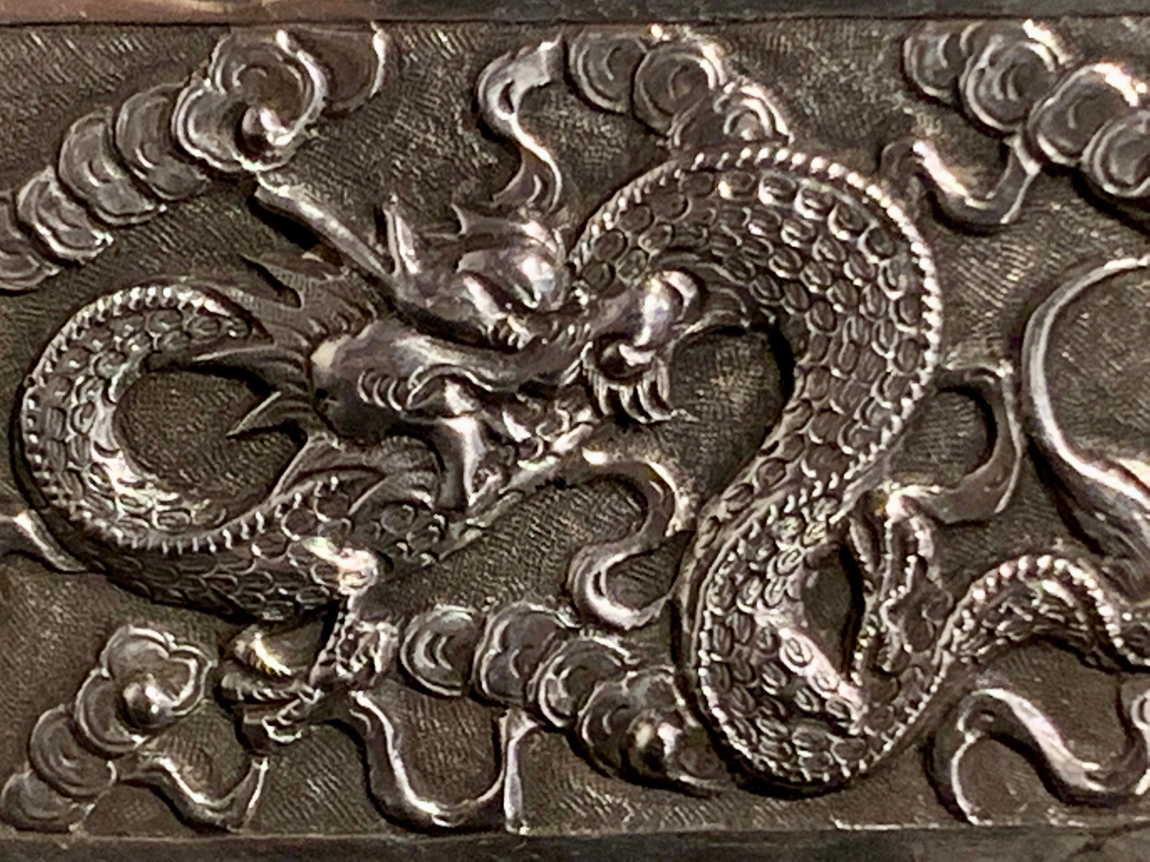 Repoussé Chinese Export Silver Matchbox Cover by Hone Wo, Early 20th Century
