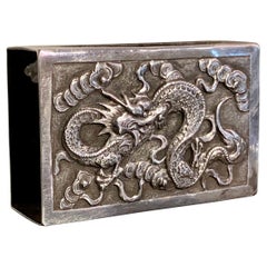 Antique Chinese Export Silver Matchbox Cover by Hone Wo, Early 20th Century