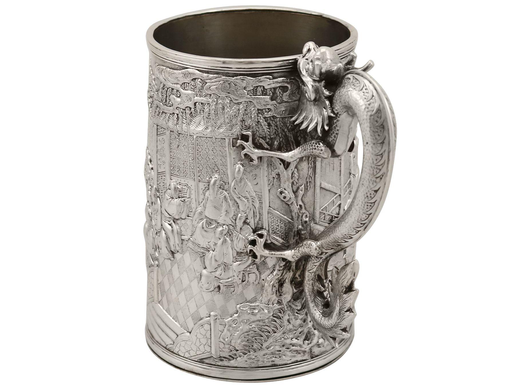 Chinese Export Silver Mug Antique, Circa 1900 2