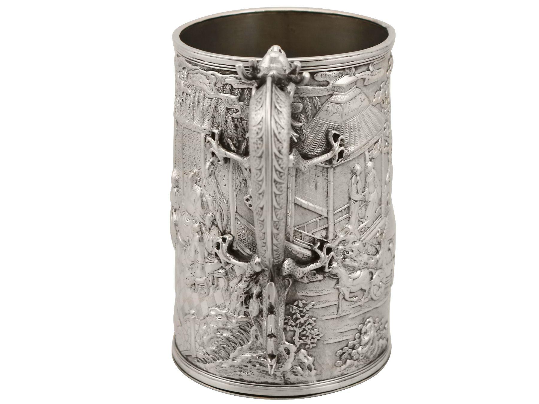 Chinese Export Silver Mug Antique, Circa 1900 3