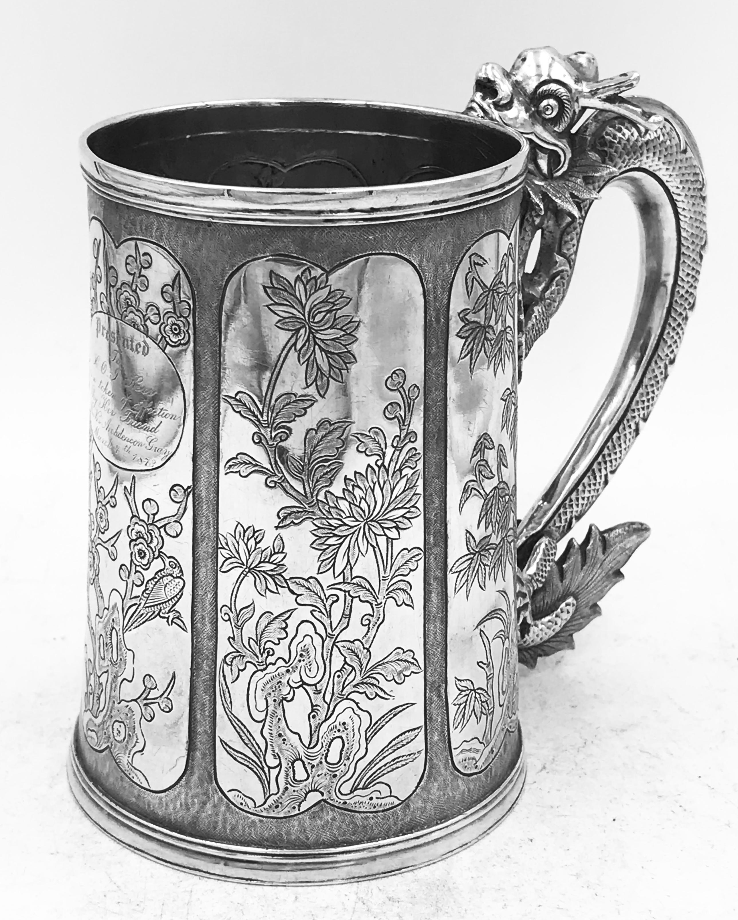Chinese Export Silver Mug In Good Condition For Sale In London, GB