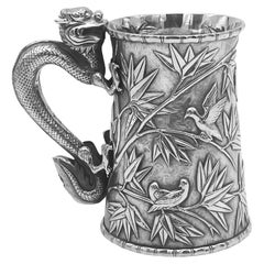Chinese Export Silver Mug with Dragon Handle