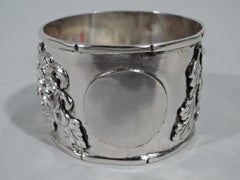 Chinese Export Silver Napkin Ring with Blossoming Branch