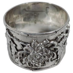 Chinese Export Silver Napkin Ring with Blossoming Branch