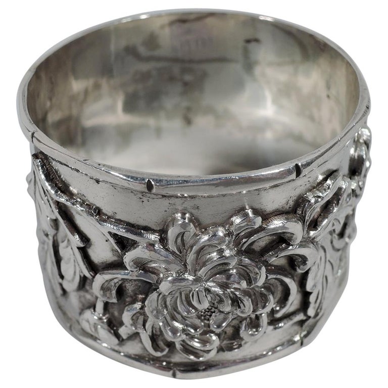 Chinese Export Silver Napkin Ring with Blossoming Branch at 1stDibs