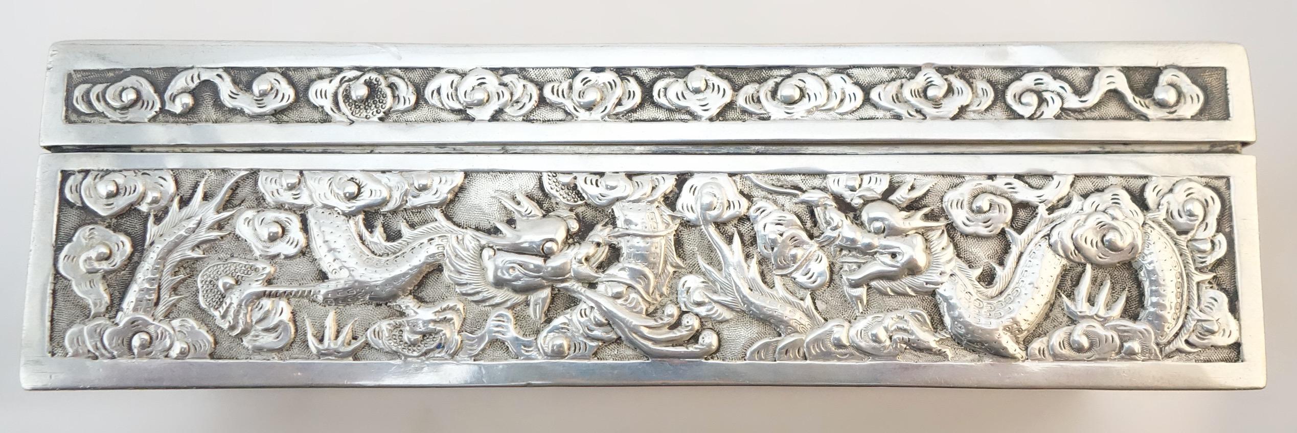 Qing Chinese Export Silver Openwork and Repousse Box by Hung Chong, circa 1880