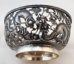 Chinese Export Silver Openwork Bowl by Wan Hing & Co, Hong Kong, 1890