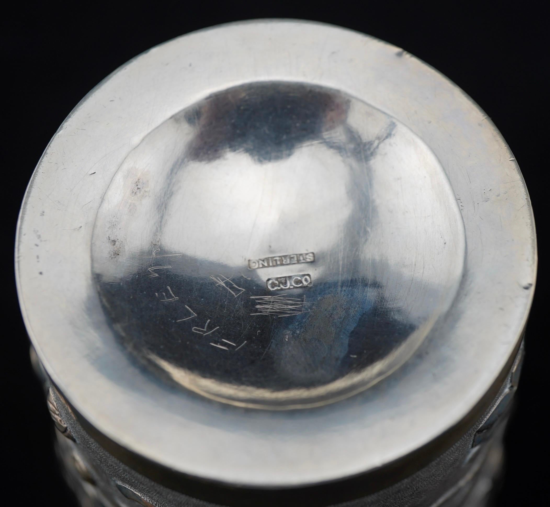 Chinese Export Silver Repousse Chrythanthemum Cocktail Shaker circ 1900 For Sale 2