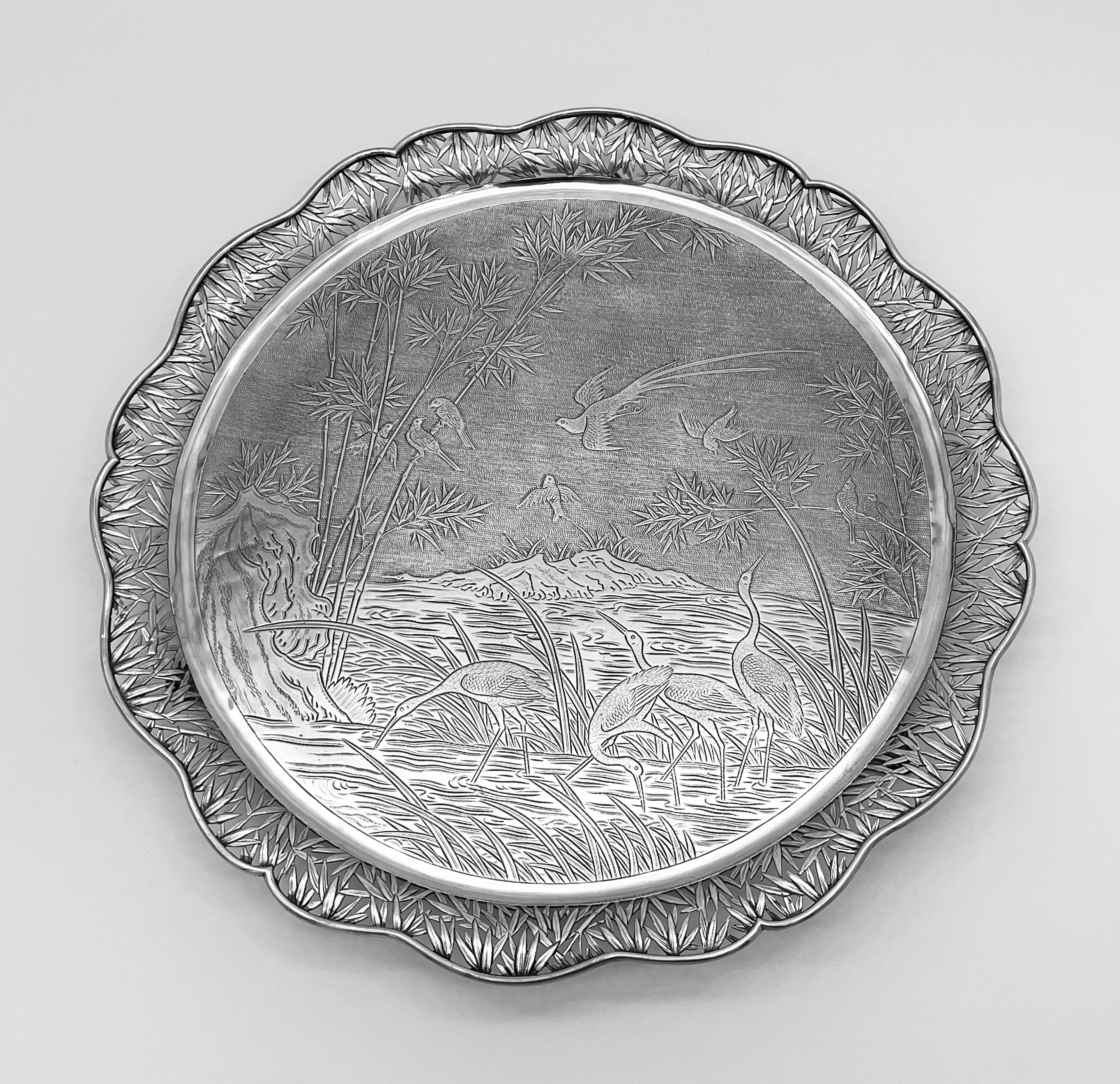 Chinese Export Silver Salver For Sale 1