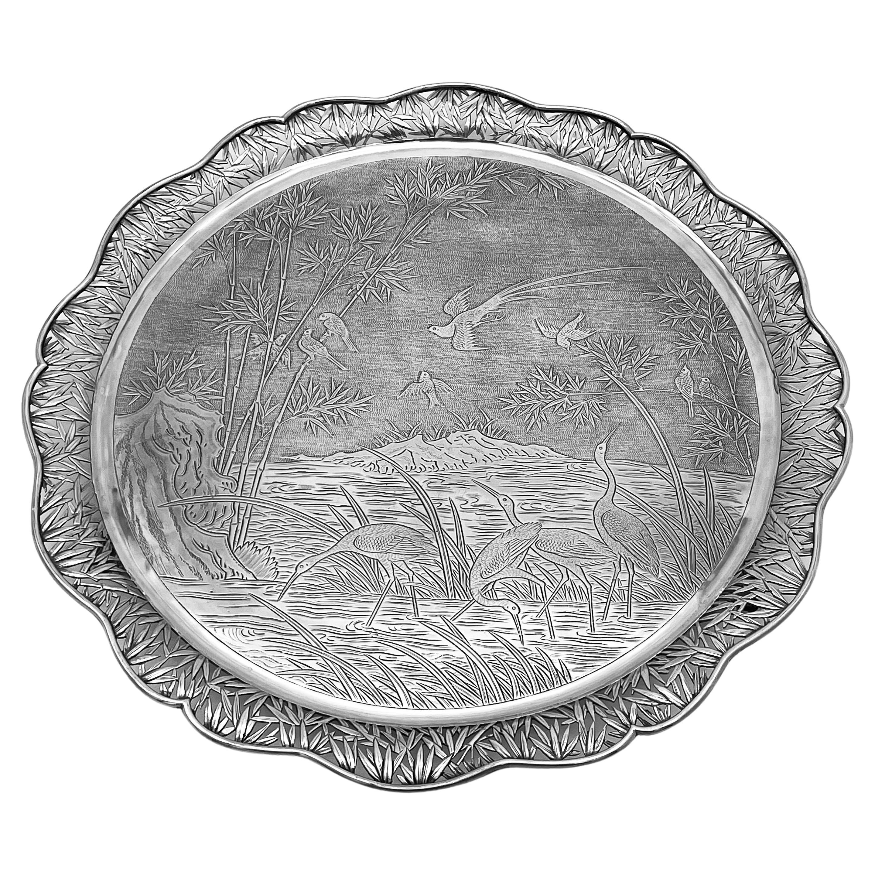 Chinese Export Silver Salver For Sale