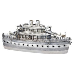 Chinese Export Silver Ship Centrepiece