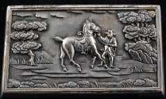 Chinese Export Silver Snuffbox by Khe Cheong with Foreigner Subject