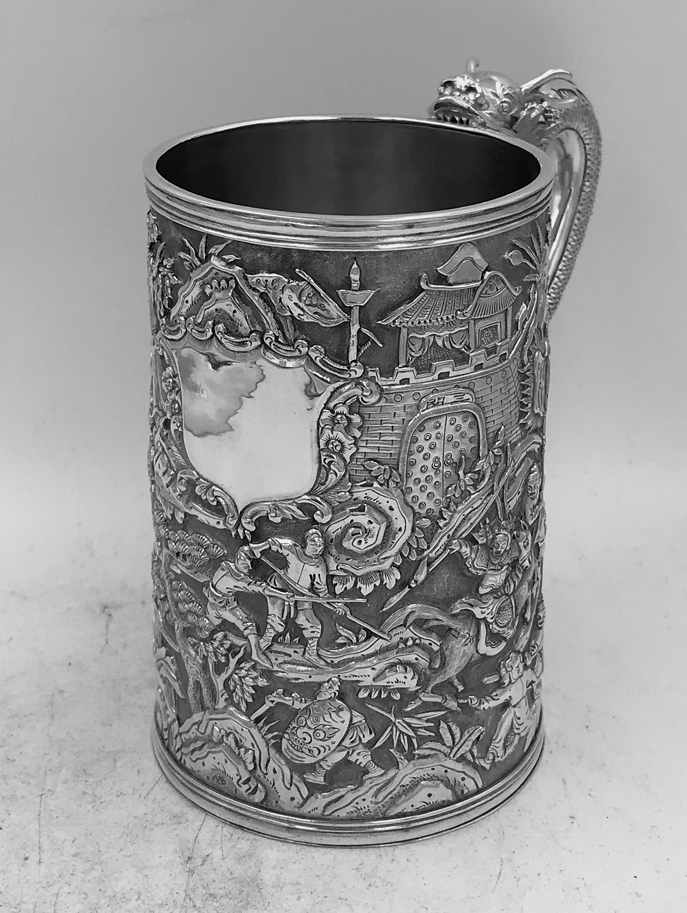 19th Century Chinese Export Silver Tankard