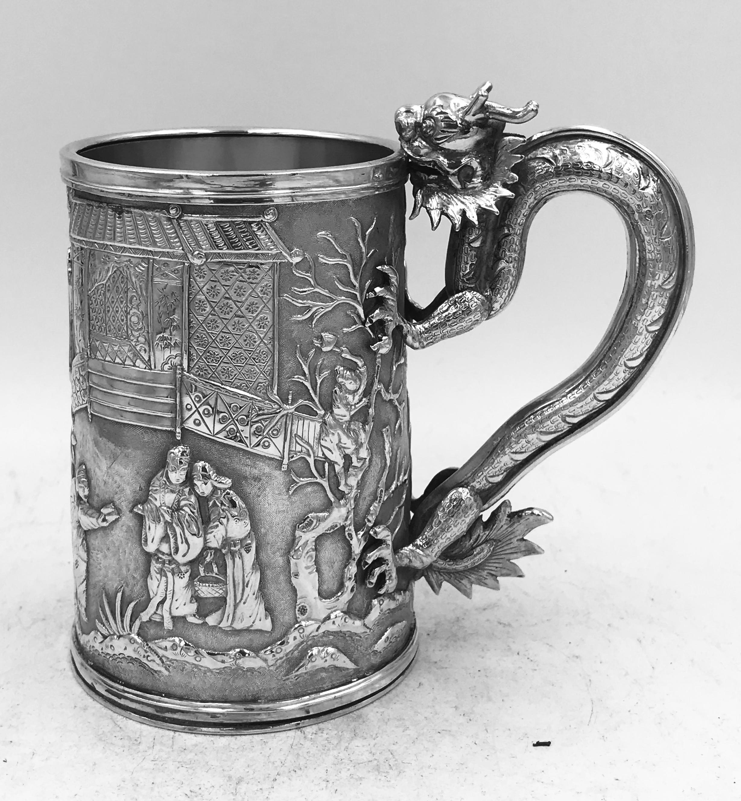 Chinese Export Silver Tankard in Fitted Case 1