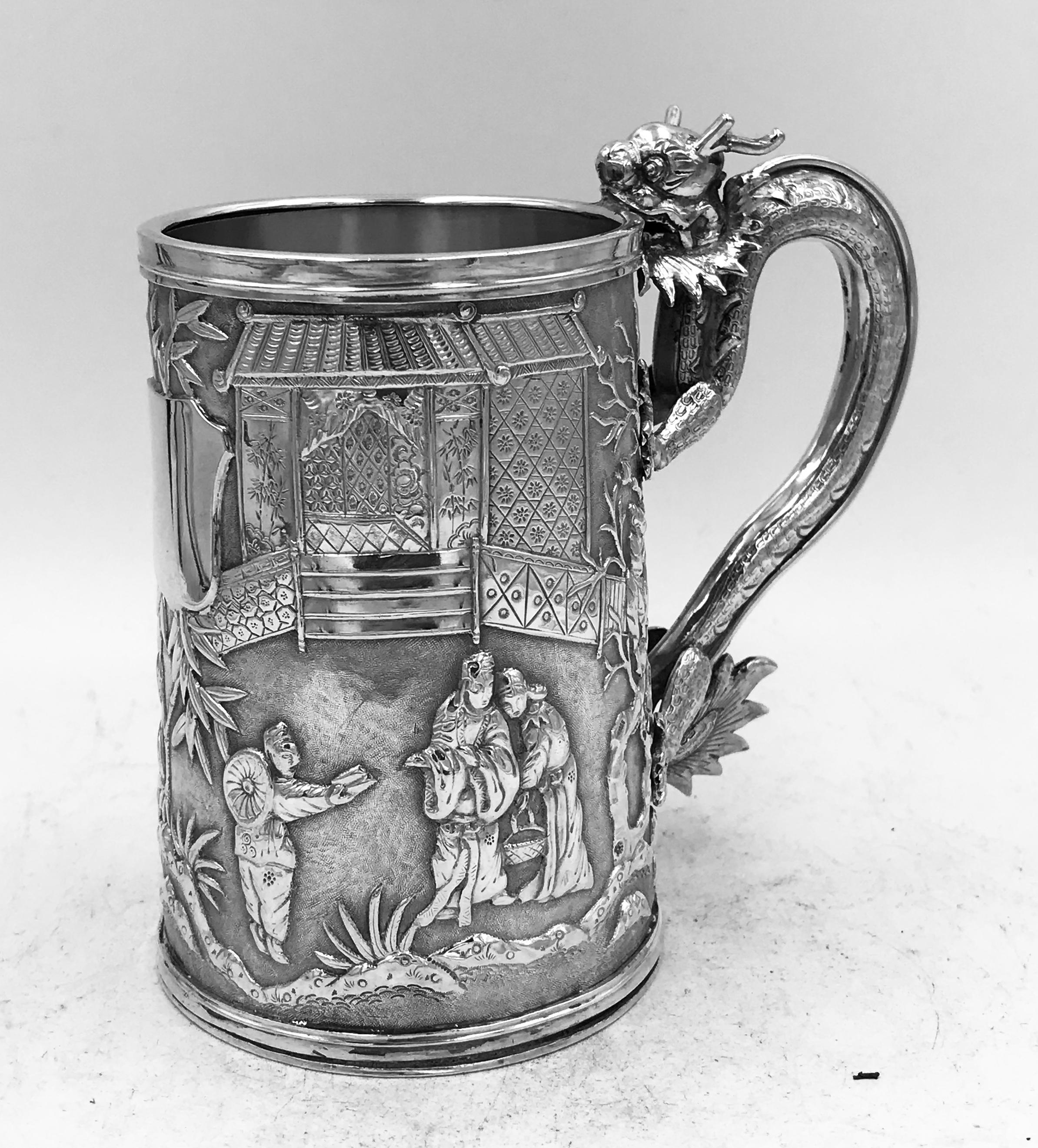 Chinese Export Silver Tankard in Fitted Case 2