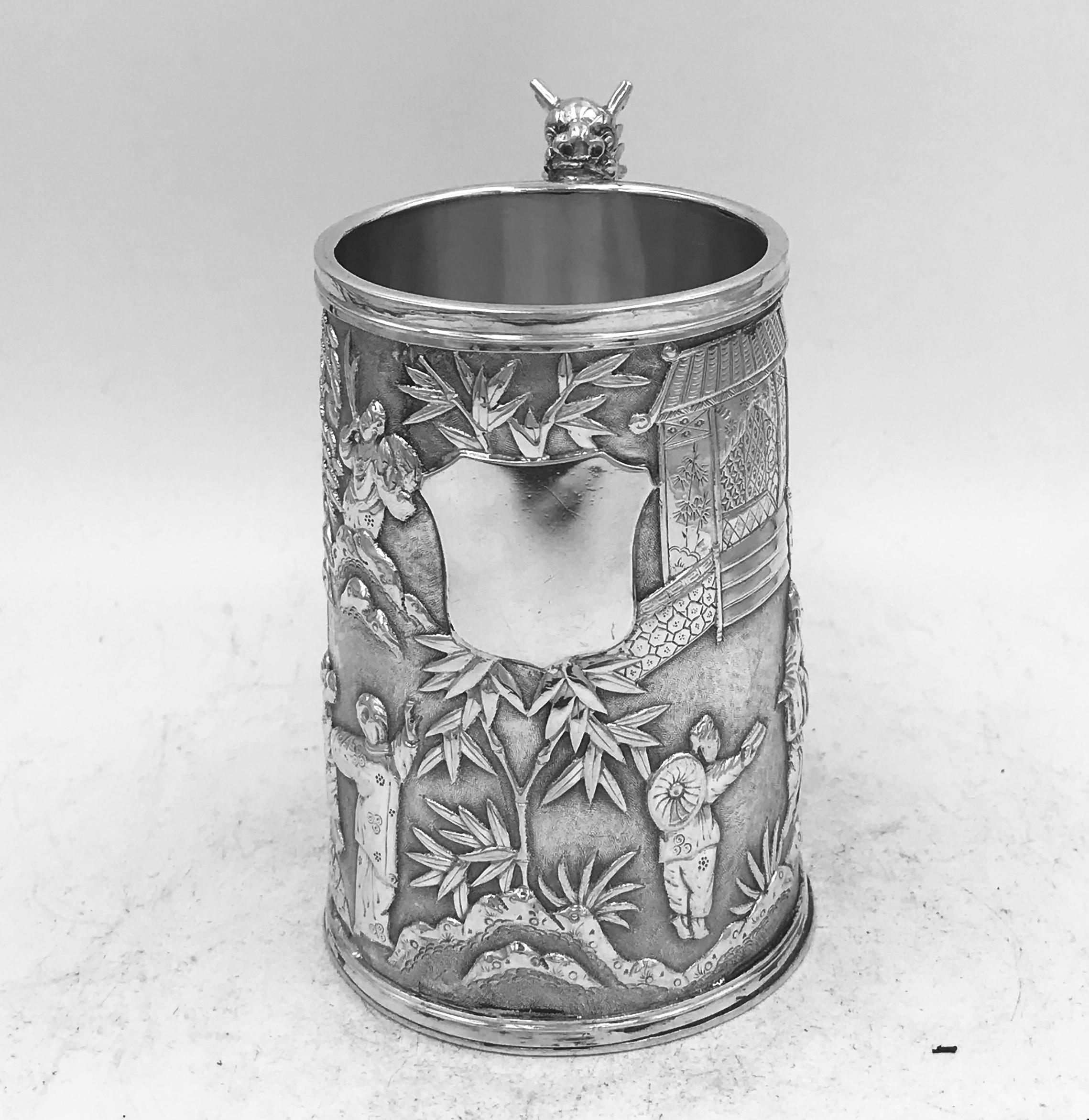 Chinese Export Silver Tankard in Fitted Case 3