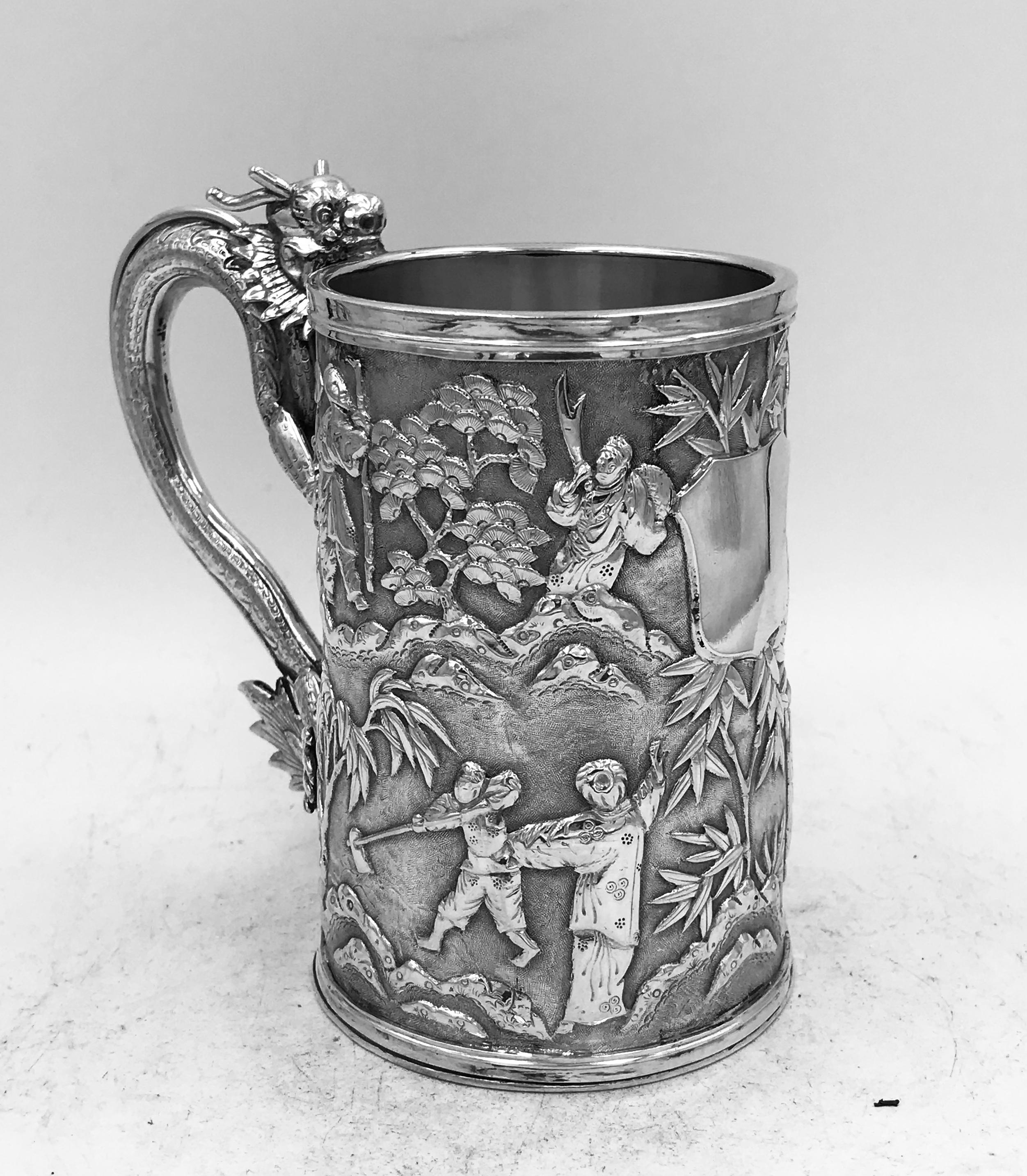 Chinese Export Silver Tankard in Fitted Case 4