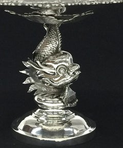 Chinese Silver Tazza by Tien Shing, Hong Kong, 19th Century