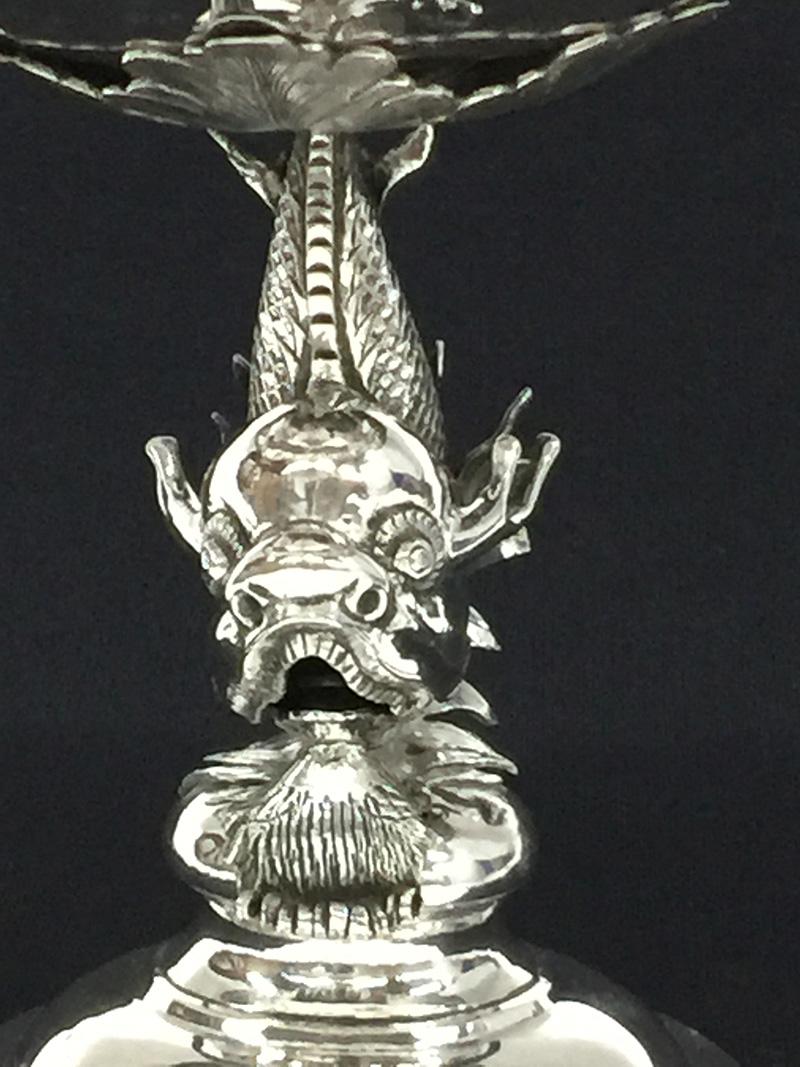 Chinese Silver Tazza by Tien Shing, Hong Kong, 19th Century For Sale 2