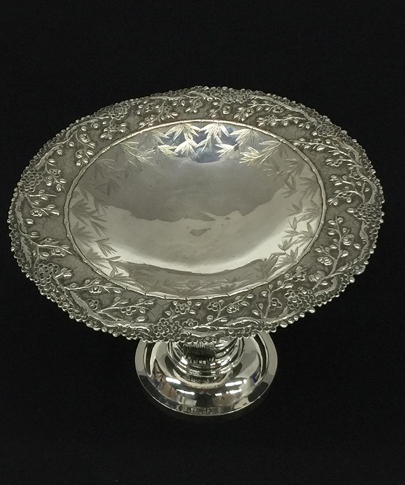 Chinesische Silbertazza aus Silber von Tien Shing, Hongkong, 19. Jahrhundert im Angebot 3