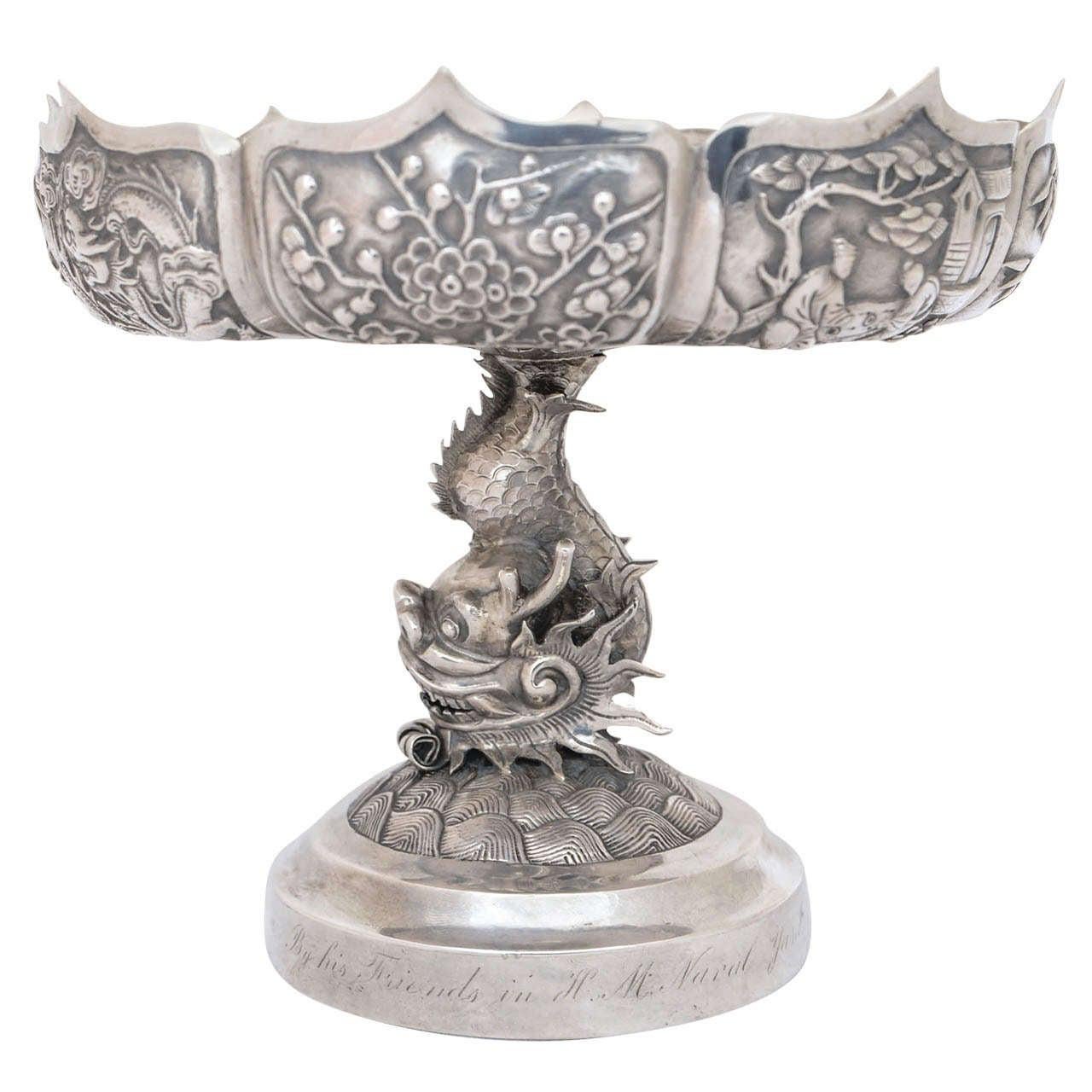 Chinese Export Silver Tazza