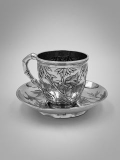 Chinese Export Silver Tea Cup and Saucer
