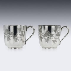 Chinese Export Silver Tea Cups, Yang Qing He, circa 1880