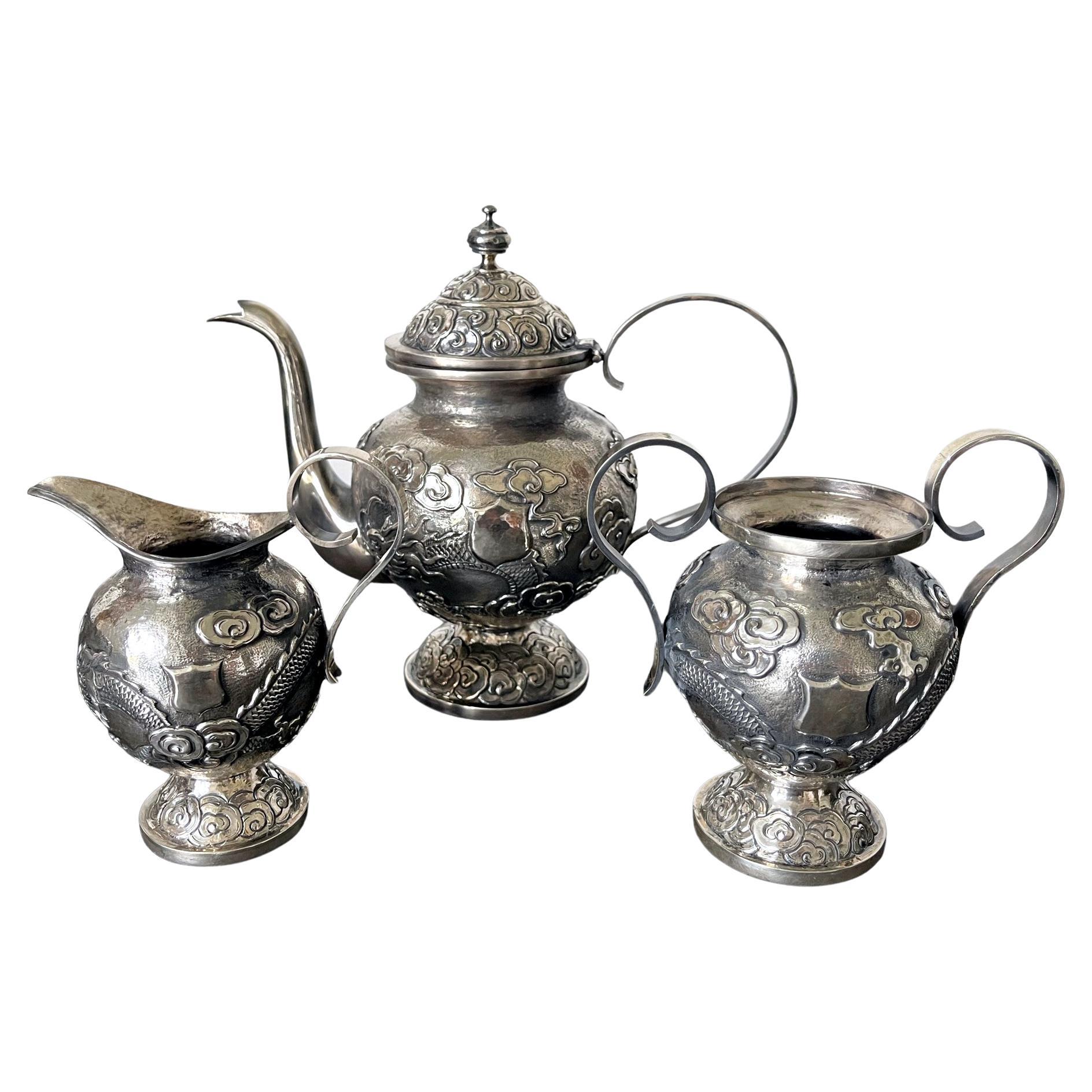 Chinese Export Silver Tea or Coffee Service by ZeeSung For Sale