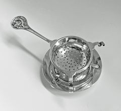 Chinese Export Silver Tea Strainer on Stand, Tuck Chang, Shanghai, C.1900