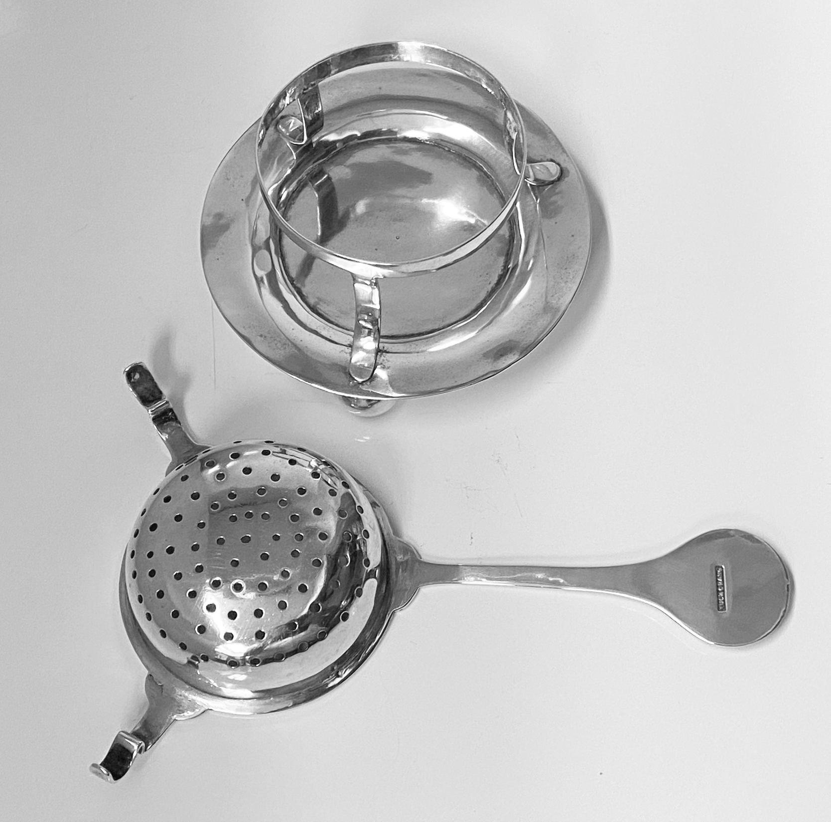 Chinese Export Silver Tea Strainer on Stand, Tuck Chang, Shanghai, C.1900 1