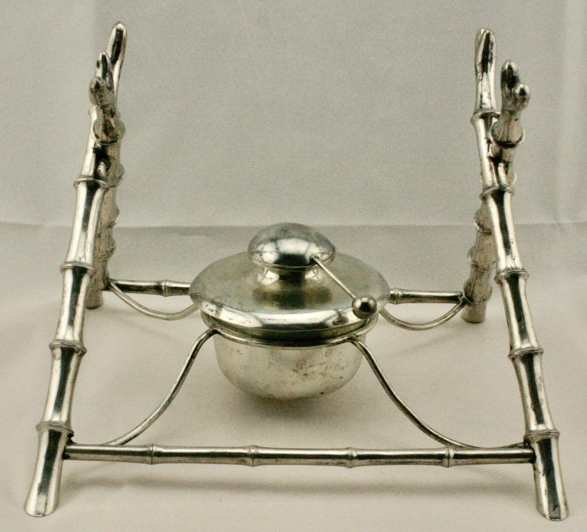 20th Century Chinese Export Silver Teapot or Kettle on a Stand by Leeching, circa 1900 For Sale