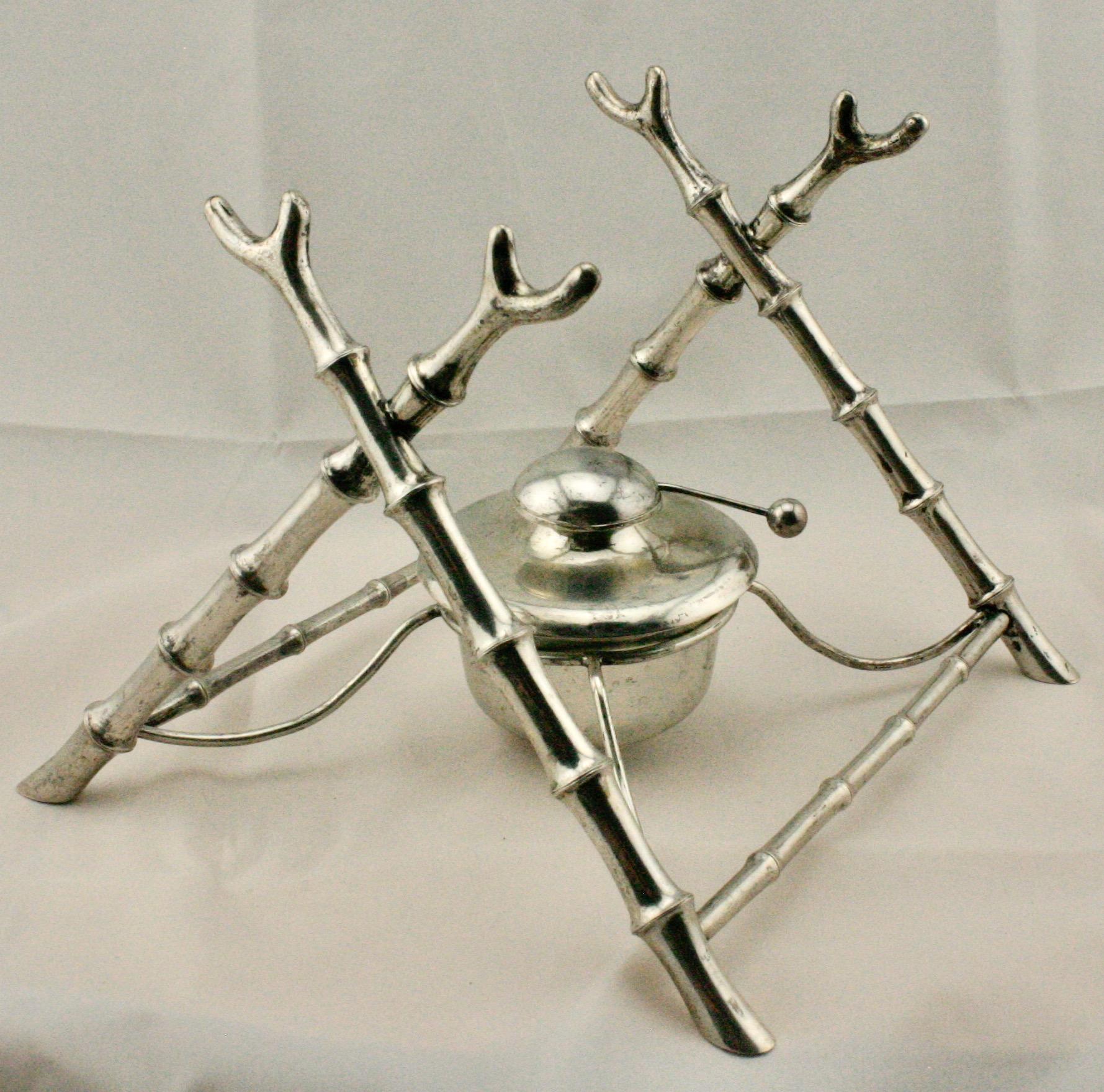 Chinese Export Silver Teapot or Kettle on a Stand by Leeching, circa 1900 For Sale 1