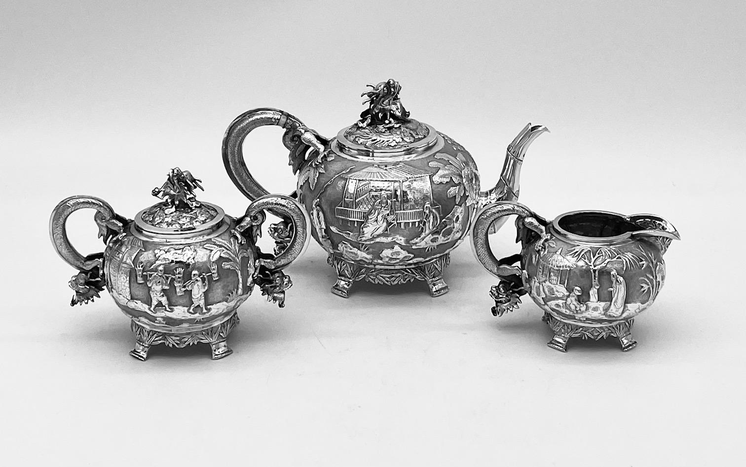 Chinese Export Silver Teaset In Good Condition In London, GB