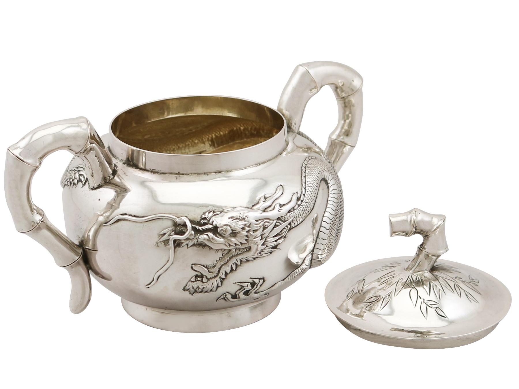 Chinese Export Silver Three-Piece Tea Service, Antique, circa 1870 6