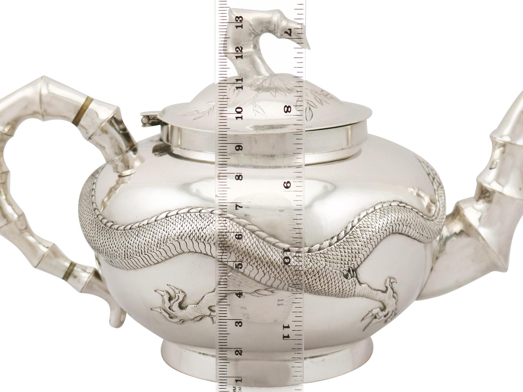 Chinese Export Silver Three-Piece Tea Service, Antique, circa 1870 5