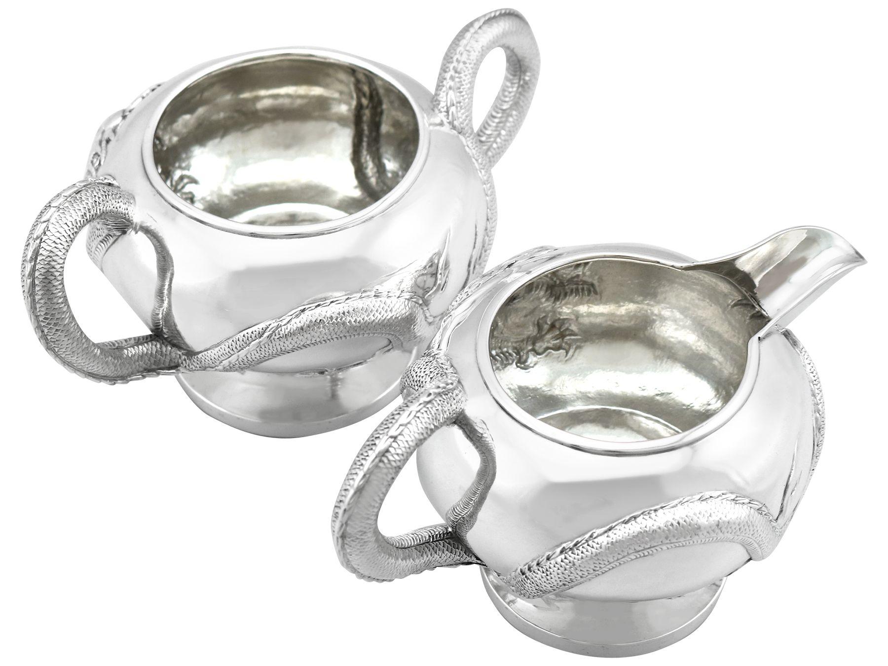 Chinese Export Silver Three Piece Tea Service, circa 1900 For Sale 10