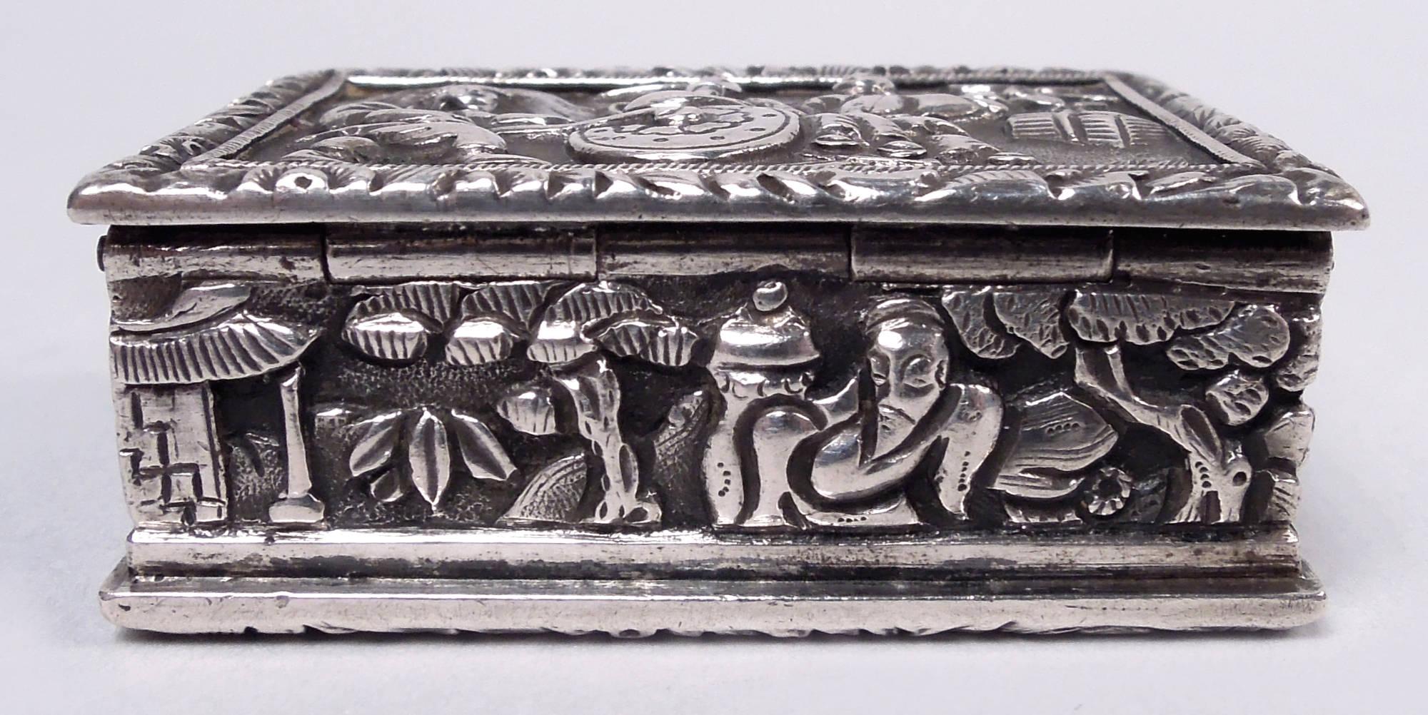 Chinese Export Silver Vinaigrette by Canton Retailer Cutshing In Good Condition For Sale In New York, NY