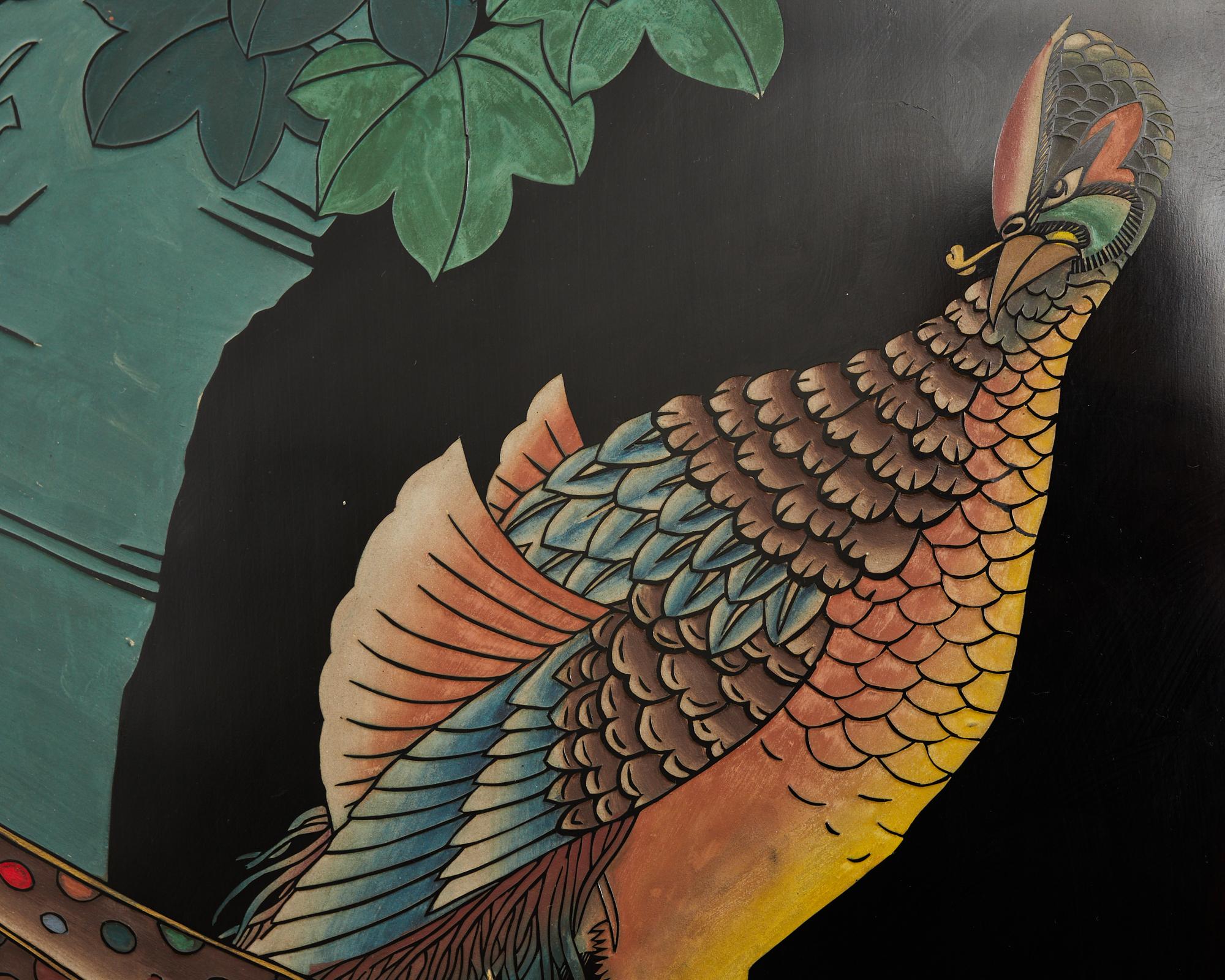 Chinese Export Six Panel Coromandel Screen Exotic Bird Landscape For Sale 4