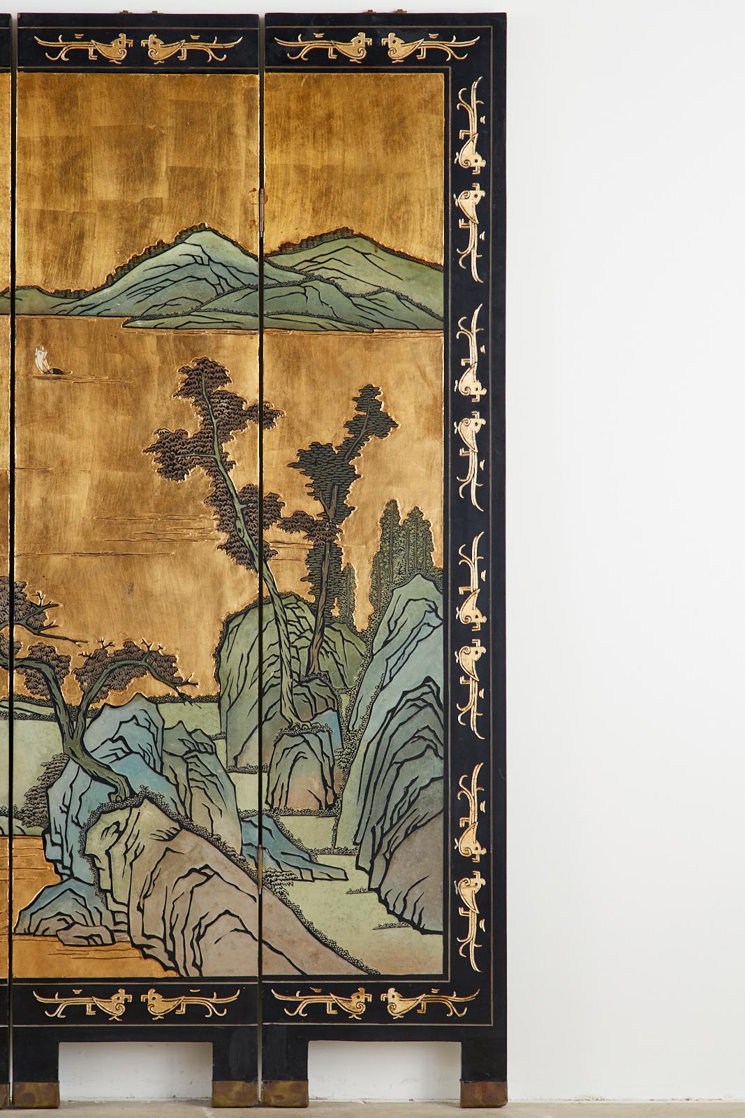 Chinese Export Six-Panel Gold Leaf Coromandel Screen 6