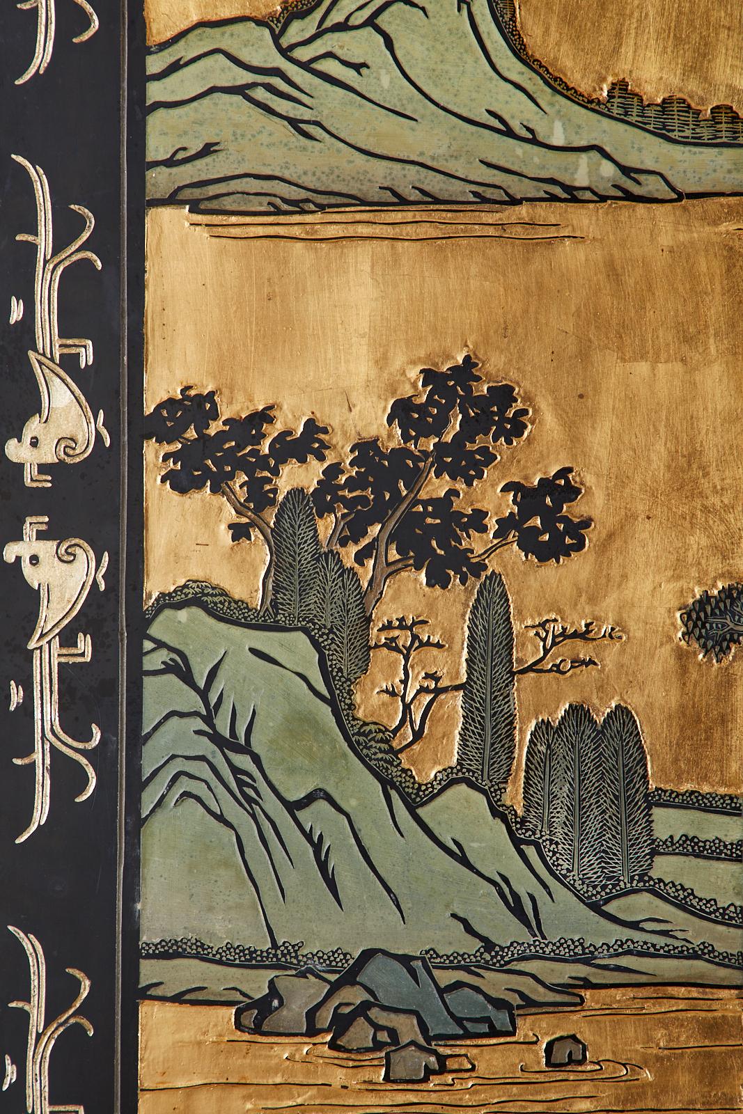 Chinese Export Six-Panel Gold Leaf Coromandel Screen 8
